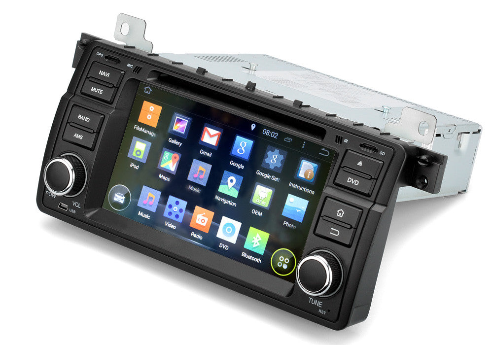 7 Inch Touchscreen Car DVD Player – Android 4.4, Quad Core CPU, 1 DIN, GPS, Bluetooth, Wi-Fi, 3G, For BMW M3 + E46