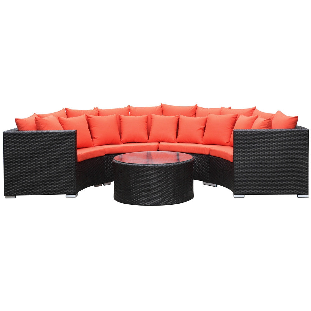 Fine Mod Imports Roundano Outdoor Sofa Orange Cushions