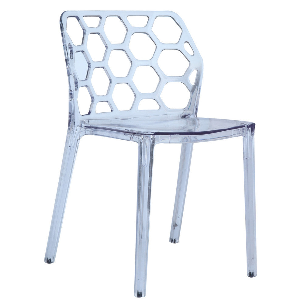Fine Mod Imports Honeycomb Dining Chair, Clear