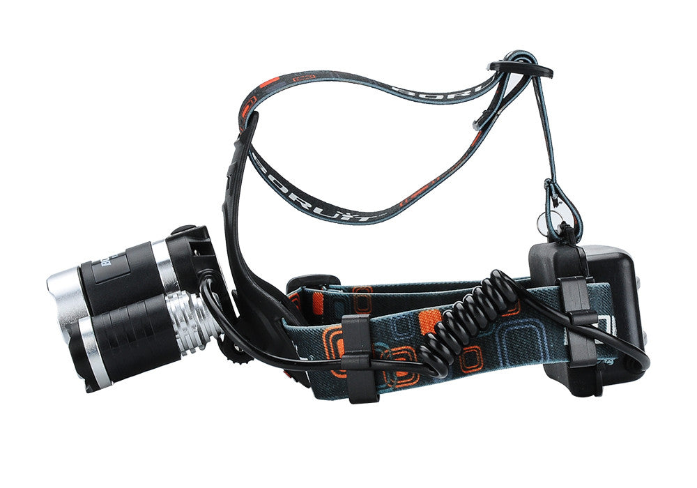3 CREE XM-L T6 LED Head Lamp - 3800 Lumens, 4 Lighting Modes, Adjustable Head Strap, Battery Charger, Weatherproof