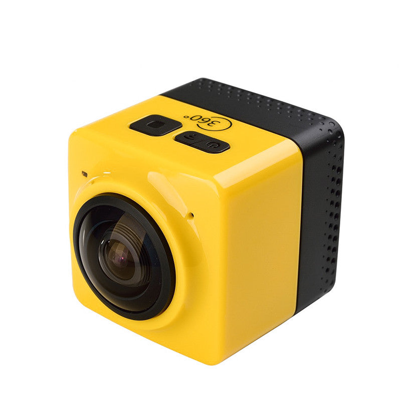 360 Degree Wi-Fi Action Camera - 1280x1024 Resolution, 1/4 Inch CMOS Sensor, Four Shooting Modes, SD Card (Yellow)