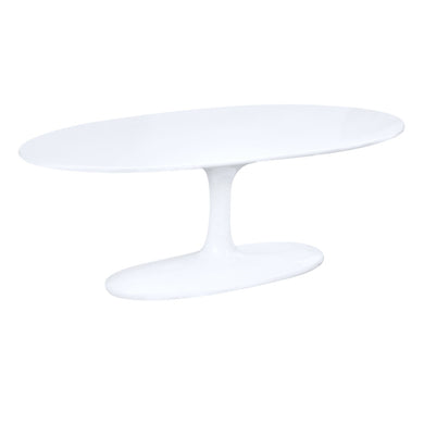 Fine Mod Imports Flower Coffee Table Oval Fiberglass, White