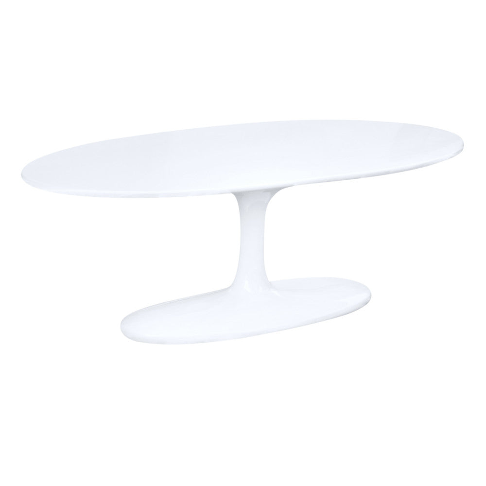 Fine Mod Imports Flower Coffee Table Oval Fiberglass, White