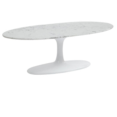 Fine Mod Imports Flower Coffee Table Oval Marble Top, White