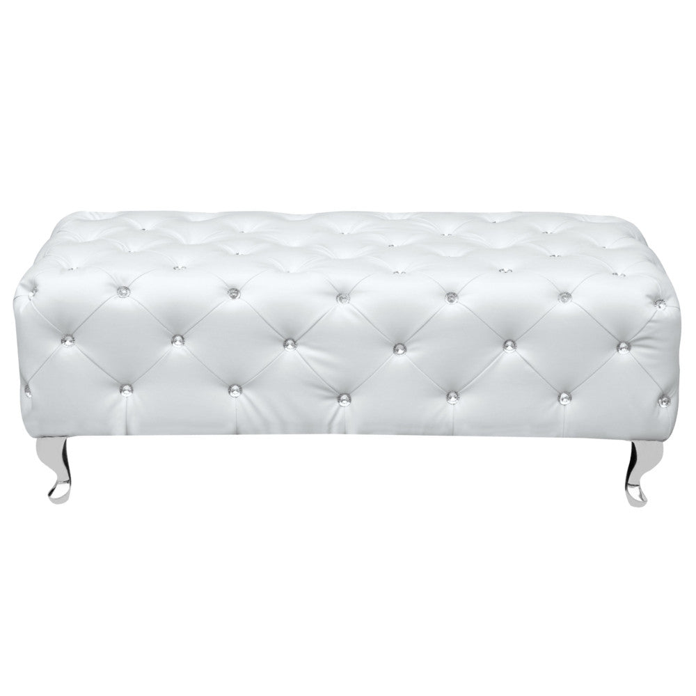 Fine Mod Imports Tufted Bench, White