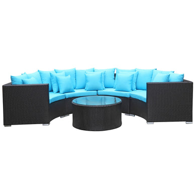 Fine Mod Imports Roundano Outdoor Sofa Blue Cushions