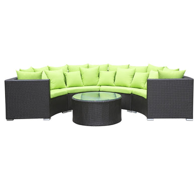 Fine Mod Imports Roundano Outdoor Sofa Green Cushions