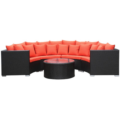 Fine Mod Imports Roundano Outdoor Sofa Orange Cushions