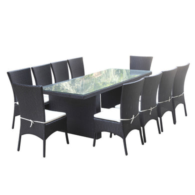 Fine Mod Imports Rattano Outdoor Dining Set, Black