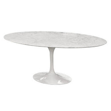 Fine Mod Imports Flower Marble Table Oval 60, White