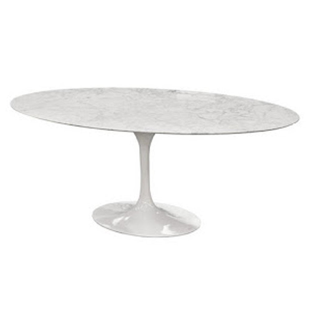 Fine Mod Imports Flower Marble Table Oval 60, White