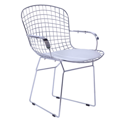 Fine Mod Imports Wire Arm Chair, White