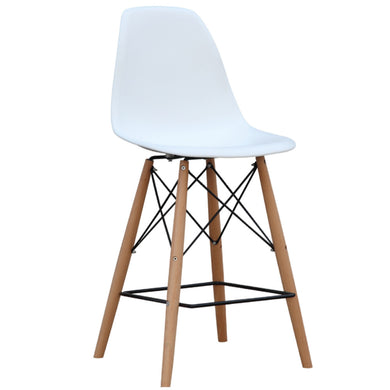 Fine Mod Imports Woodleg Bar Chair, White