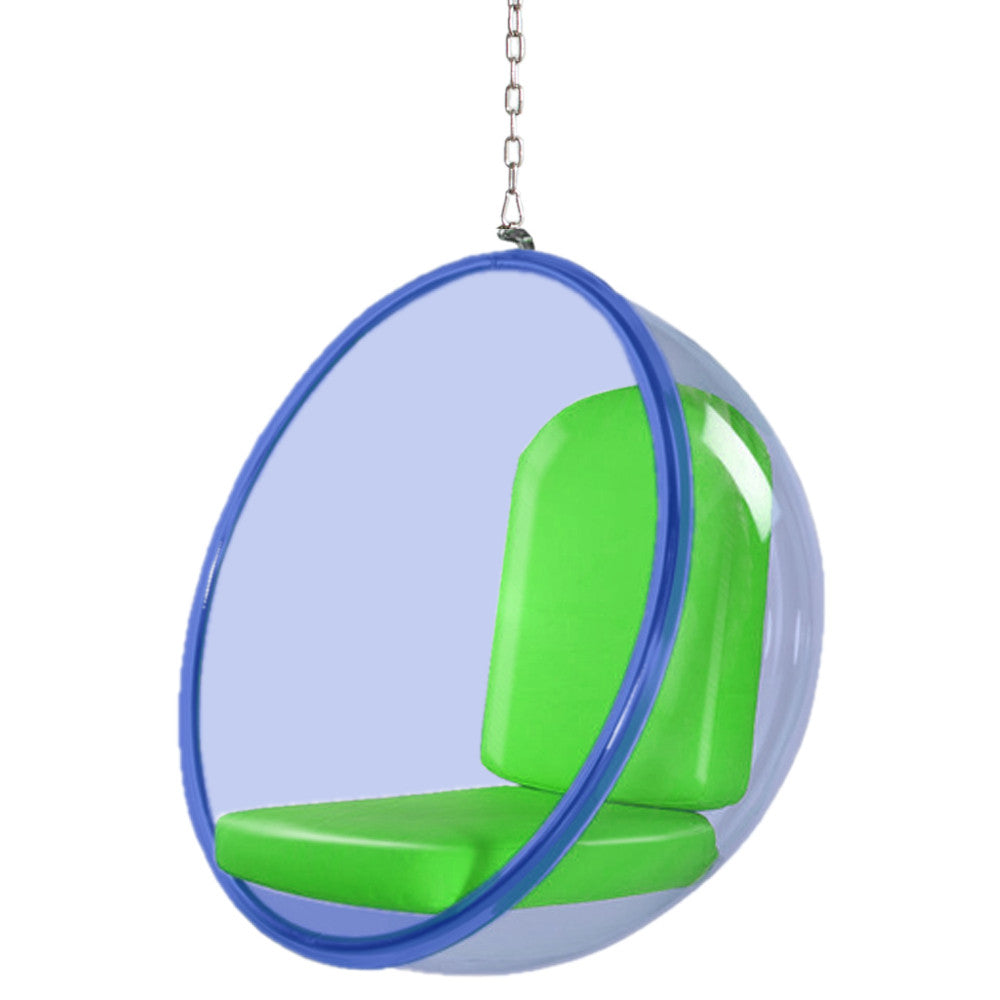 Fine Mod Imports Bubble Hanging Chair Blue Acrylic, Green