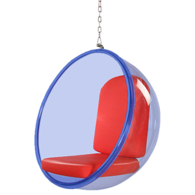 Fine Mod Imports Bubble Hanging Chair Blue Acrylic, Red