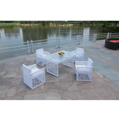 Fine Mod Imports Feather Dining Set, White