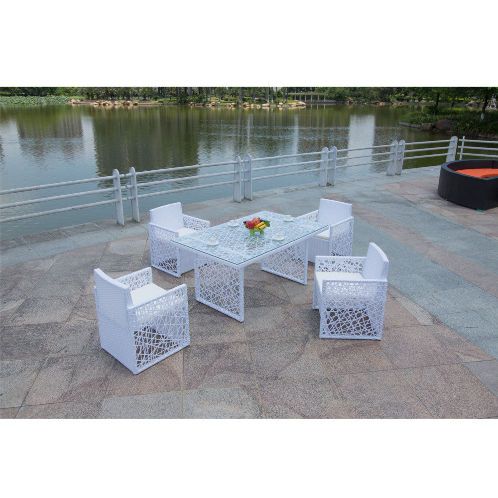 Fine Mod Imports Feather Dining Set, White