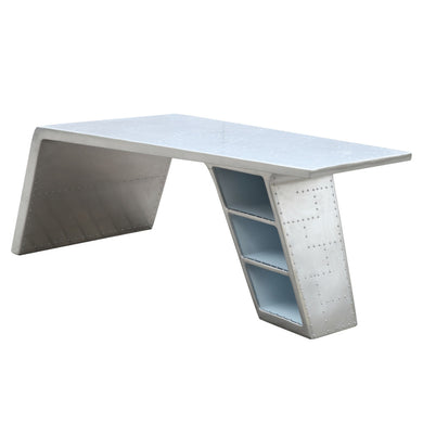 Fine Mod Imports Metolic Desk, Silver
