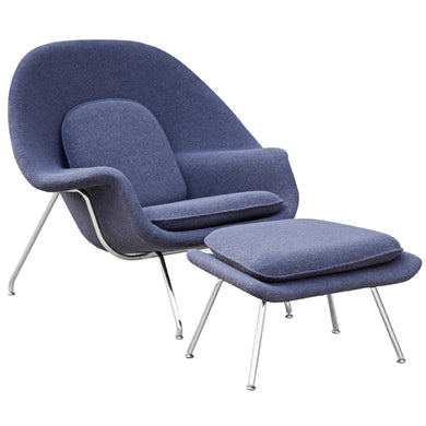 Fine Mod Imports Woom Chair and Ottoman, Gray