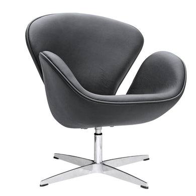 Fine Mod Imports Swan Chair Leather, Black
