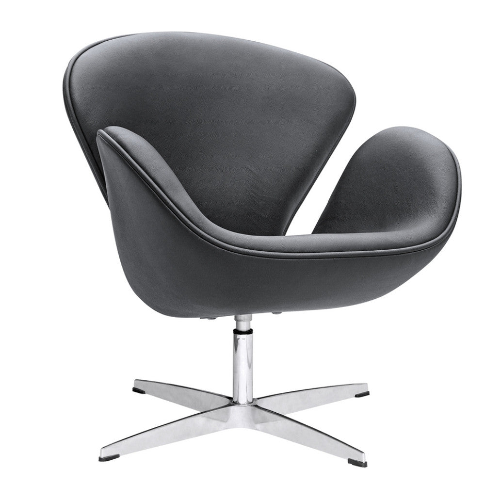 Fine Mod Imports Swan Chair Leather, Black