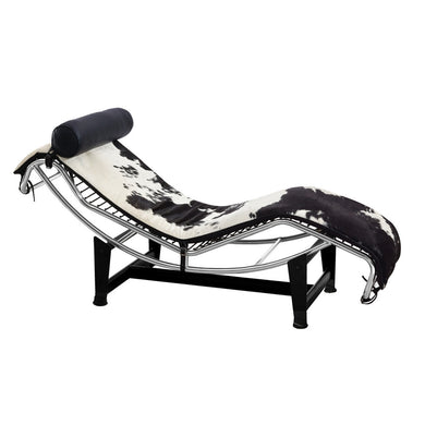 Fine Mod Imports Adjustable Chaise in Pony, Black and White
