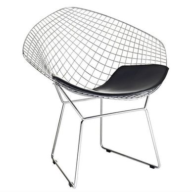 Fine Mod Imports Wire Diamond Chair, Black