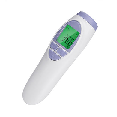 Non-Contact Infrared Body and Object Thermometer - 3 Color Backlit Display, High Fever Alarm, 5 Second Reading (Purple)