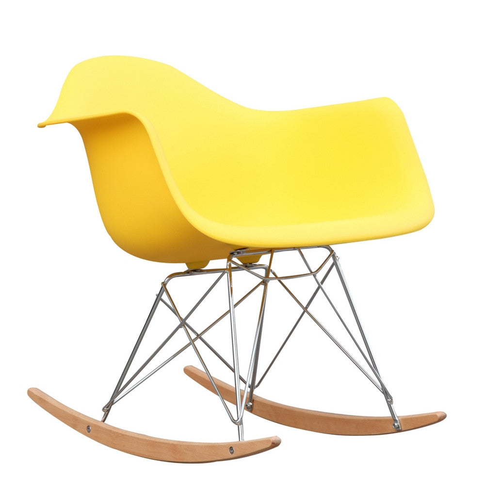 Fine Mod Imports Rocker Arm Chair, Yellow