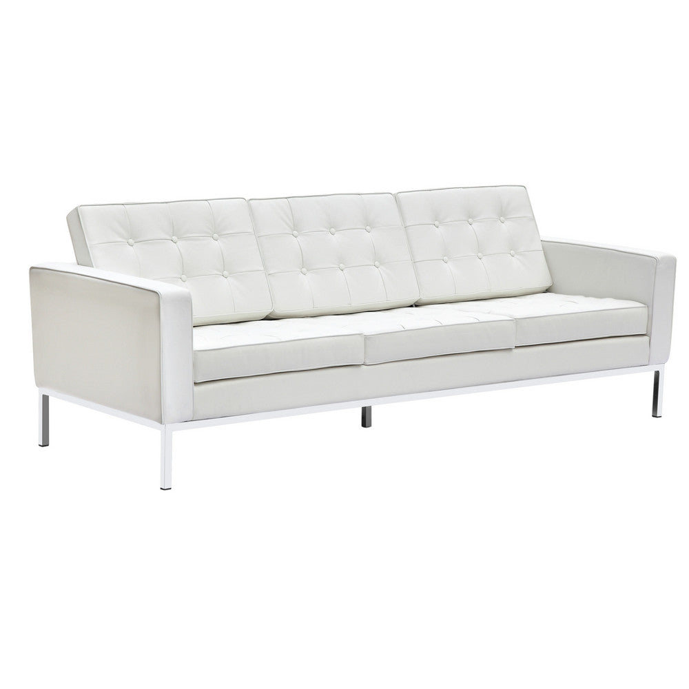 Fine Mod Imports Button Sofa in Leather, White