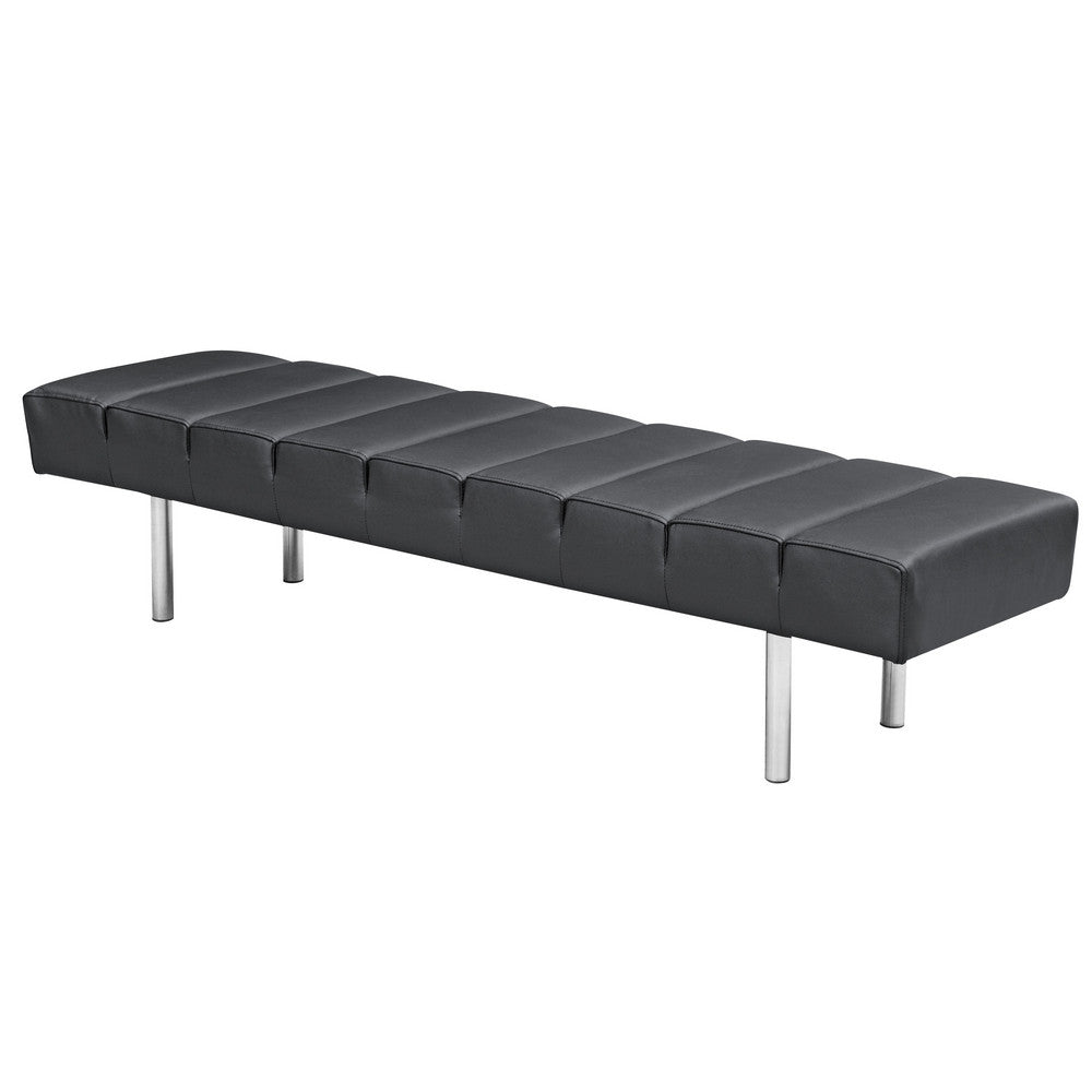 Fine Mod Imports Classic Leather Bench 3 Seater, Black