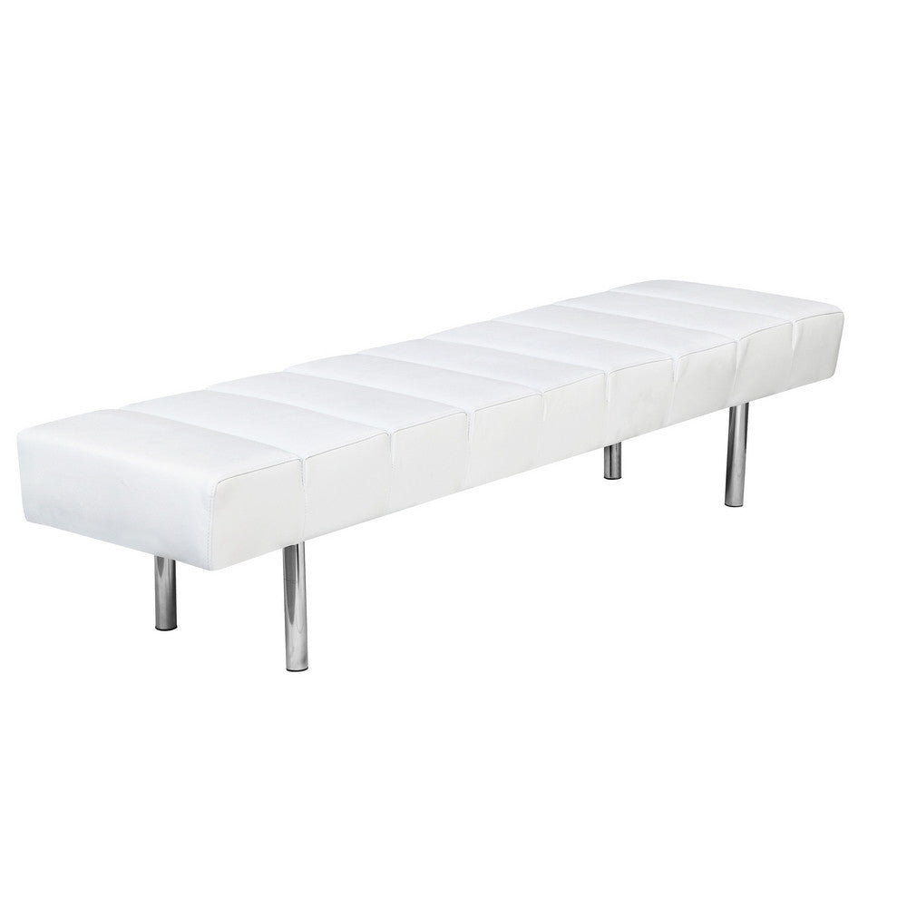 Fine Mod Imports Classic Leather Bench 3 Seater, White