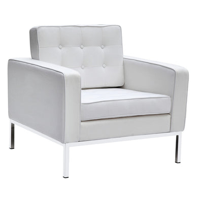 Fine Mod Imports Button Arm Chair in Wool, White