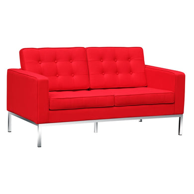 Fine Mod Imports Button Loveseat in Wool, Red