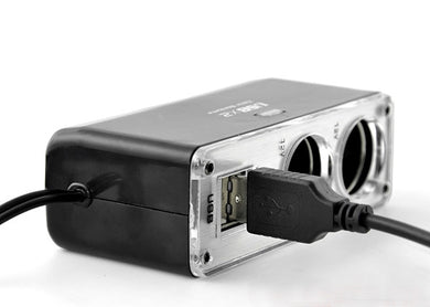 Car Charger Hub (Dual USB, Dual Cigarette)