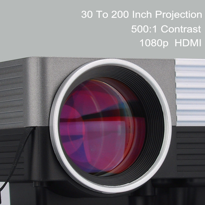 Mini LCD LED Projector - 80 Lumens, 1080p Support, HDMI, 30 To 200 Inch Projection, 500:1 Contrast