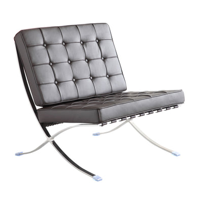 Fine Mod Imports Pavilion Chair in Italian Leather, Black