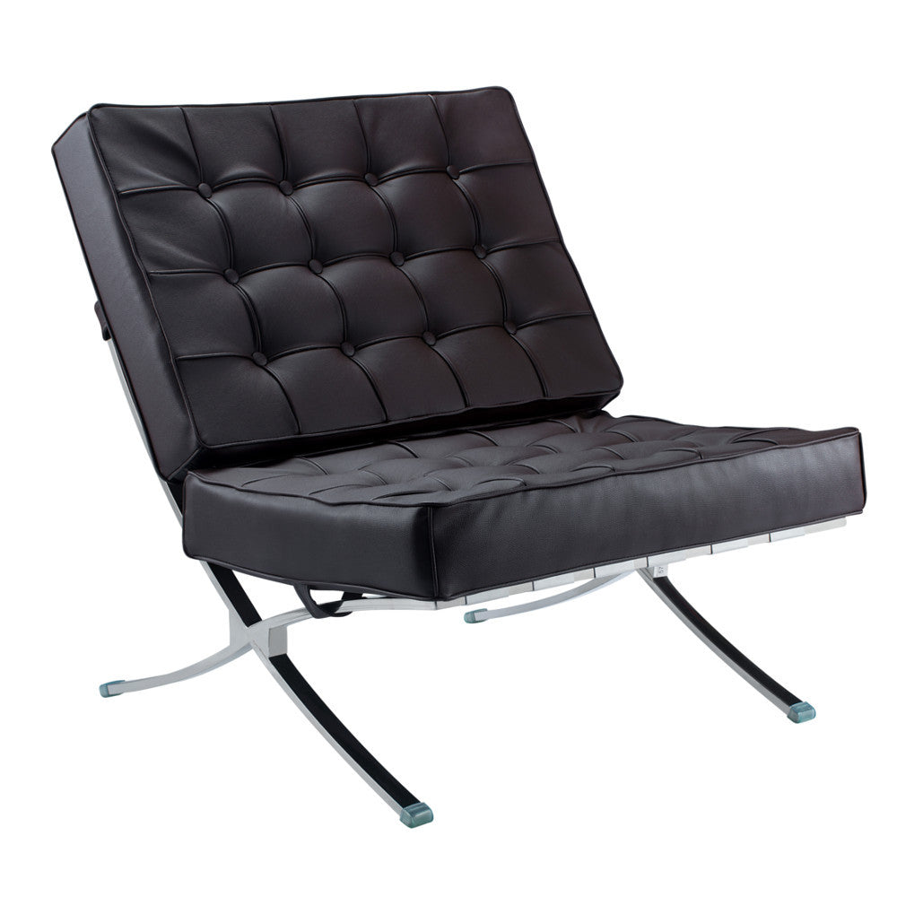 Fine Mod Imports Pavilion Chair in Italian Leather, Dark Brown