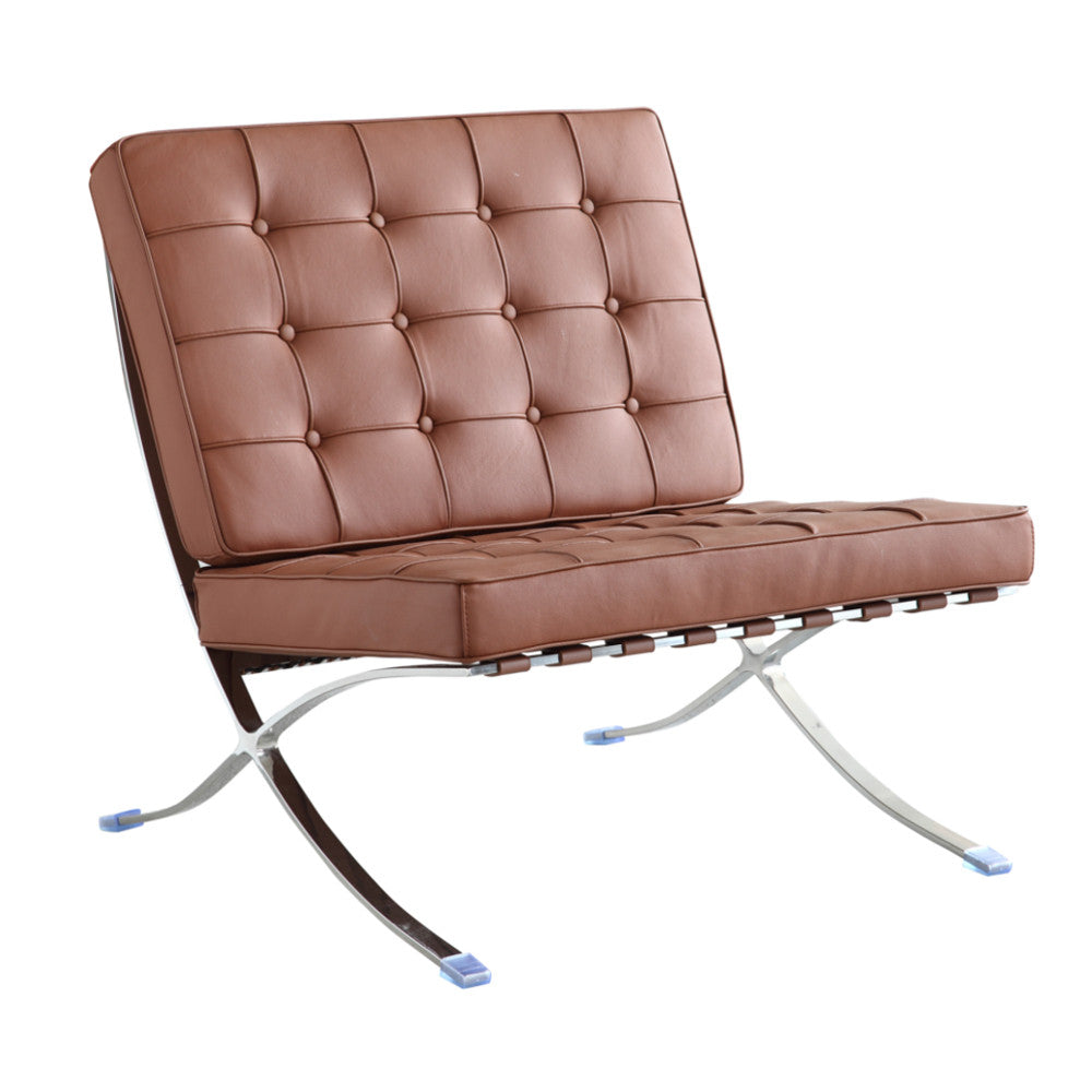 Fine Mod Imports Pavilion Chair in Italian Leather, Light Brown