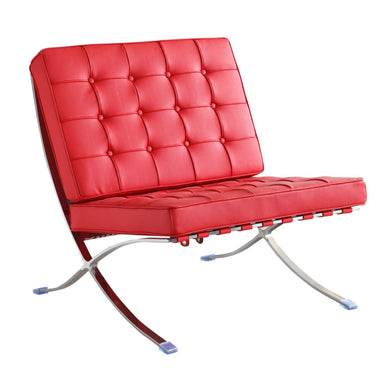 Fine Mod Imports Pavilion Chair in Italian Leather, Red