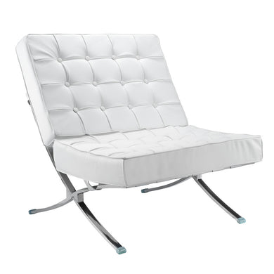 Fine Mod Imports Pavilion Chair in Italian Leather, White