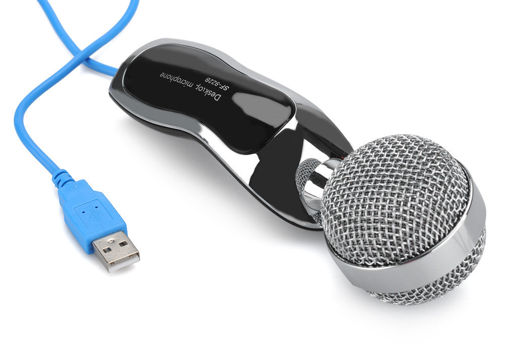 USB Desktop Condenser Microphone - USB Output, Noise Cancellation, 6 Inch Tripod With Holder Clip, Lightweight