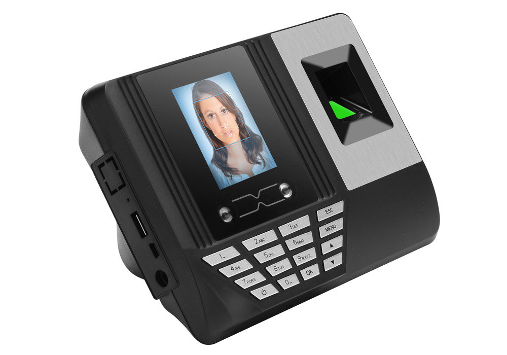 Biometric Time Attendance System - 300 Facial Templates + 3000 Fingerpint Templates, 100000 Storage, 2.8 Inch Display