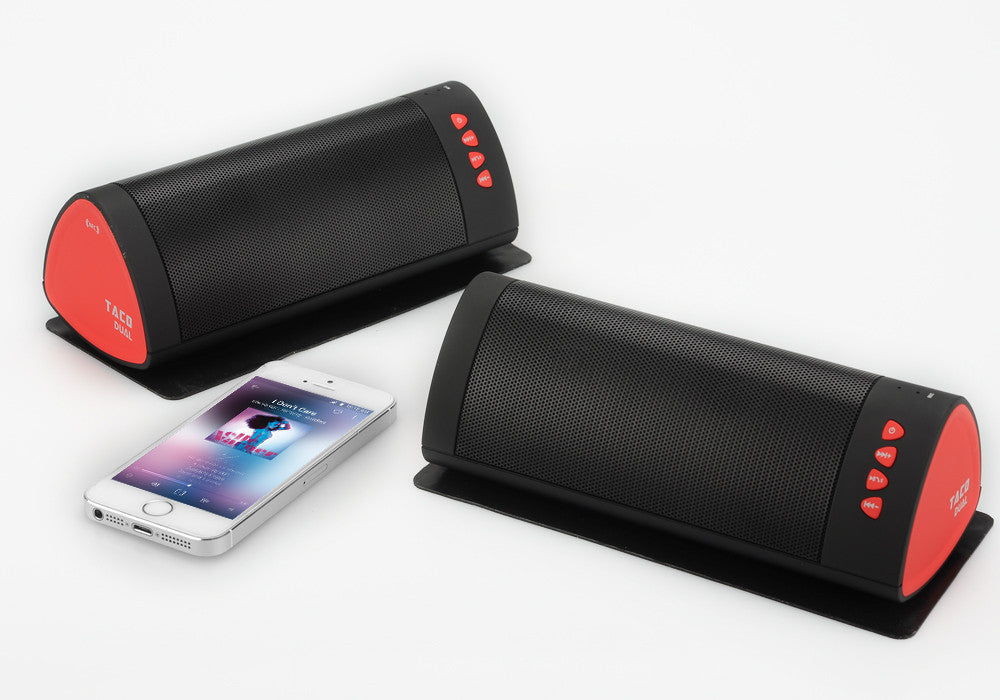 iDeaUSA Dual Taco Bluetooth Speakers - Bluetooth 4.1 + EDR, NFC, 2 X6 Watt Speakers, Stereo Sound, 1400mAh Battery