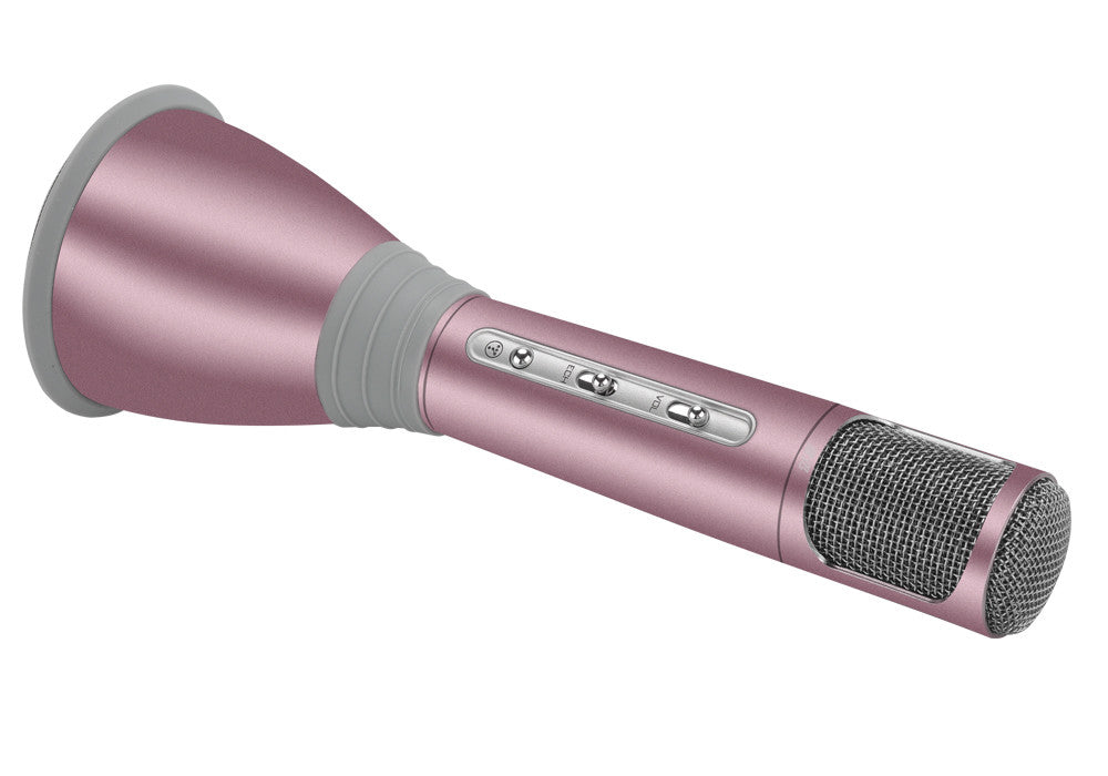 TUXUN K068 Karaoke Microphone + Speaker - Bluetooth 3.0, 1000mAh Battery, KTV Karaoke Effects, Recording Cable (Pink)