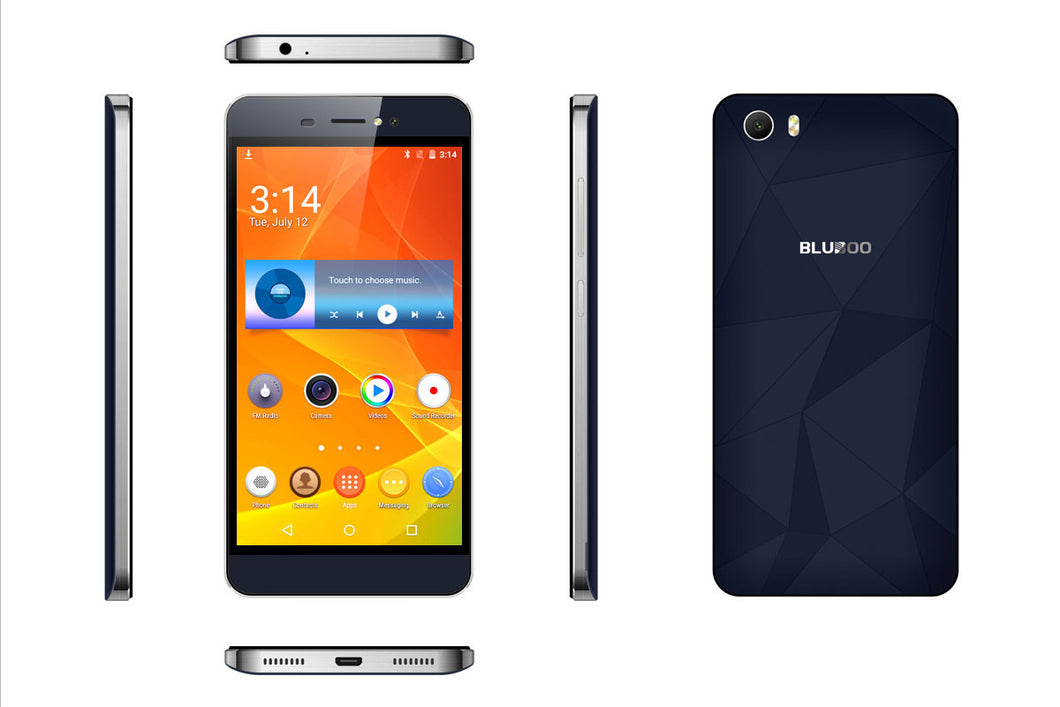 BLUBOO Picasso Smartphone - 5 Inch HD Screen, Android 5.1, 64bit MTK6580 Quad Core CPU, Dual SIM, Gesture Sensing (Black)