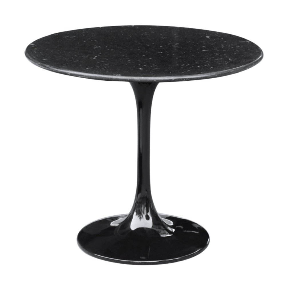 Fine Mod Imports Flower End Side Table Black Marble Top, Black