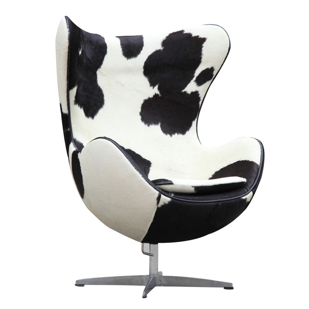 Fine Mod Imports Inner Chair Pony Hide, Black and White