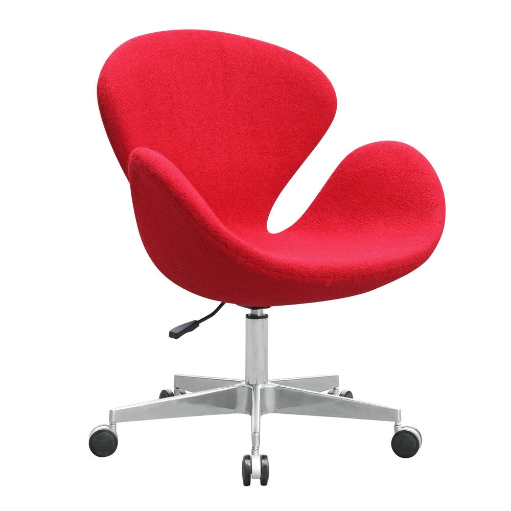 Fine Mod Imports Swan Chair Fabric with Casters, Red