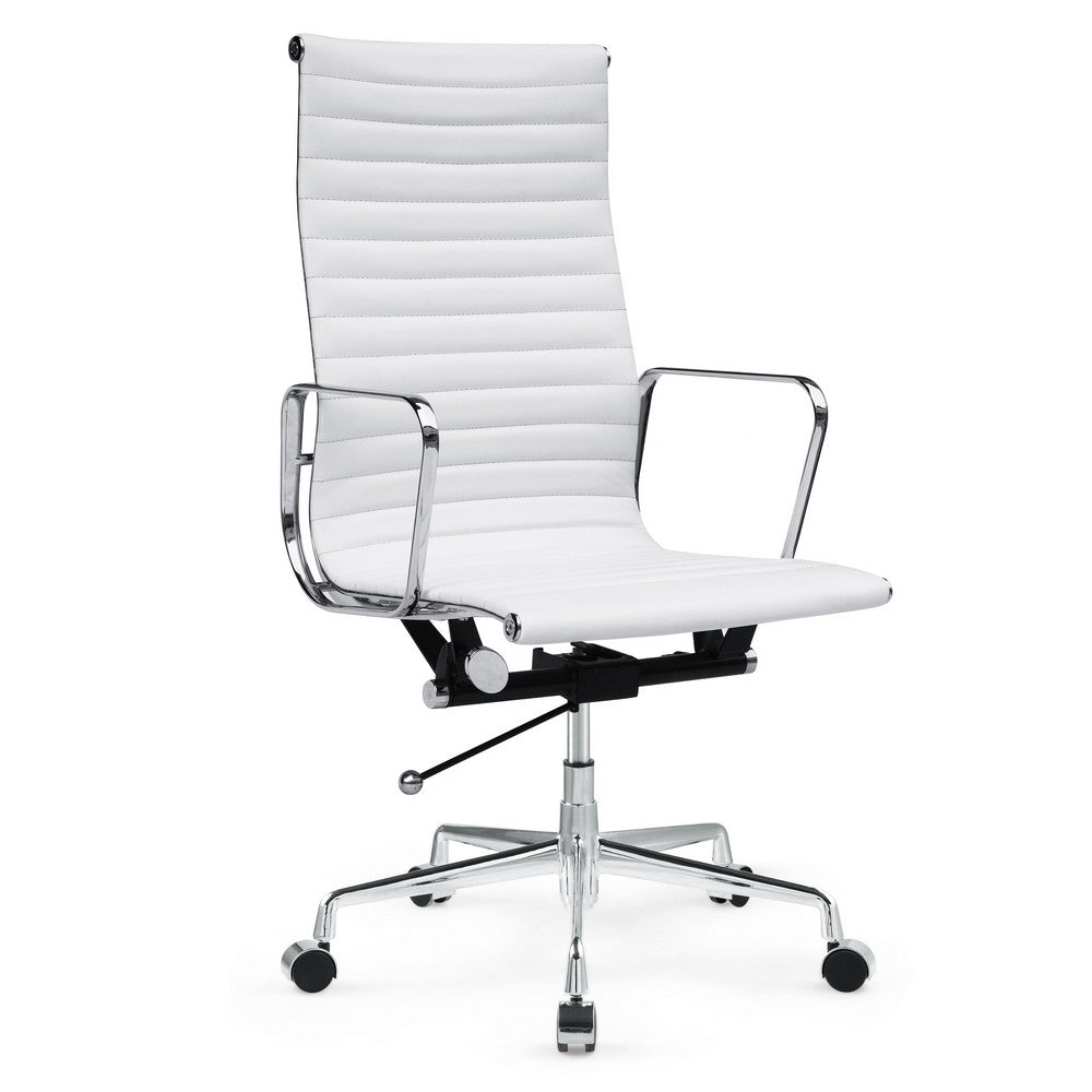 Fine Mod Imports Togo High Back Leather Office Chair, White